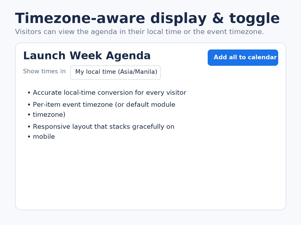 Timezone-aware display & toggle