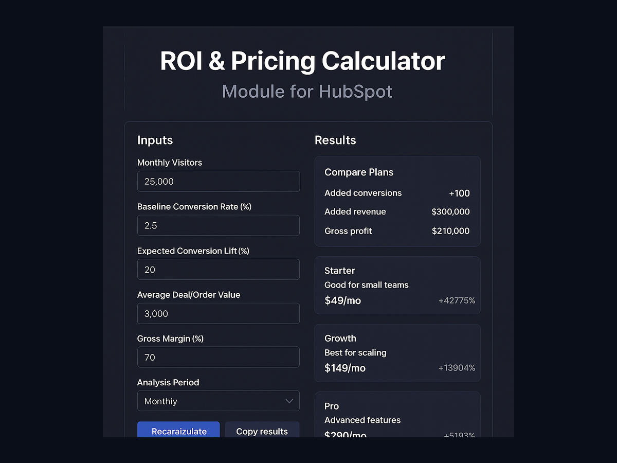 Plan comparison with ROI